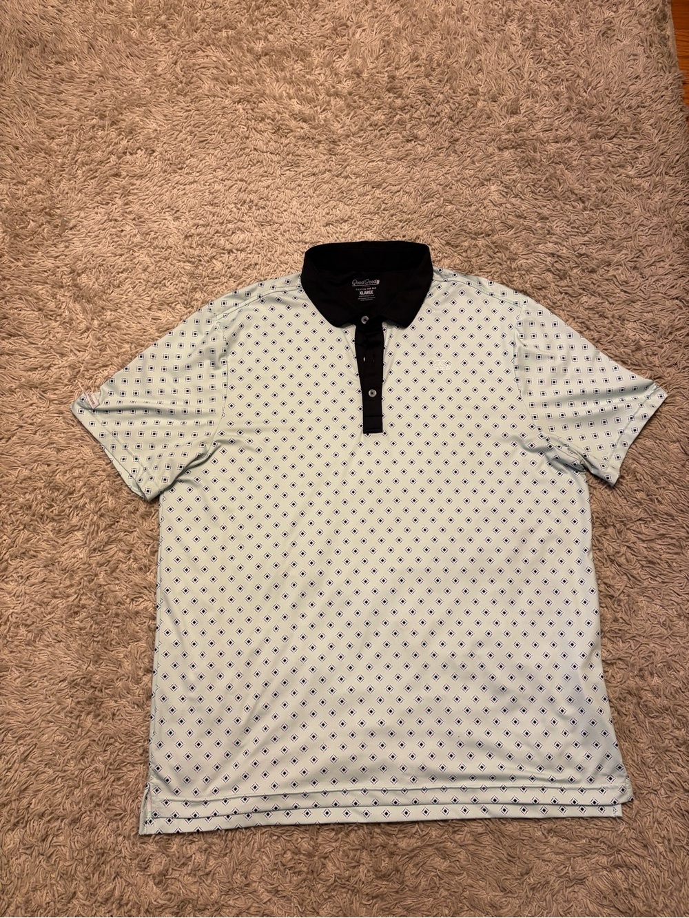 Good Good mint green diamondback polo with diamond geometric pattern size XL